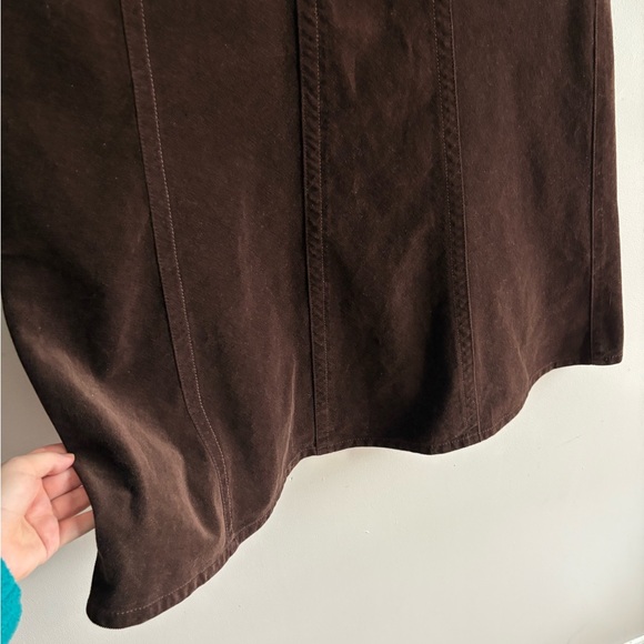 90s Eddie Bauer Dark Brown Corduroy A-Line Skirt - Picture 4 of 5